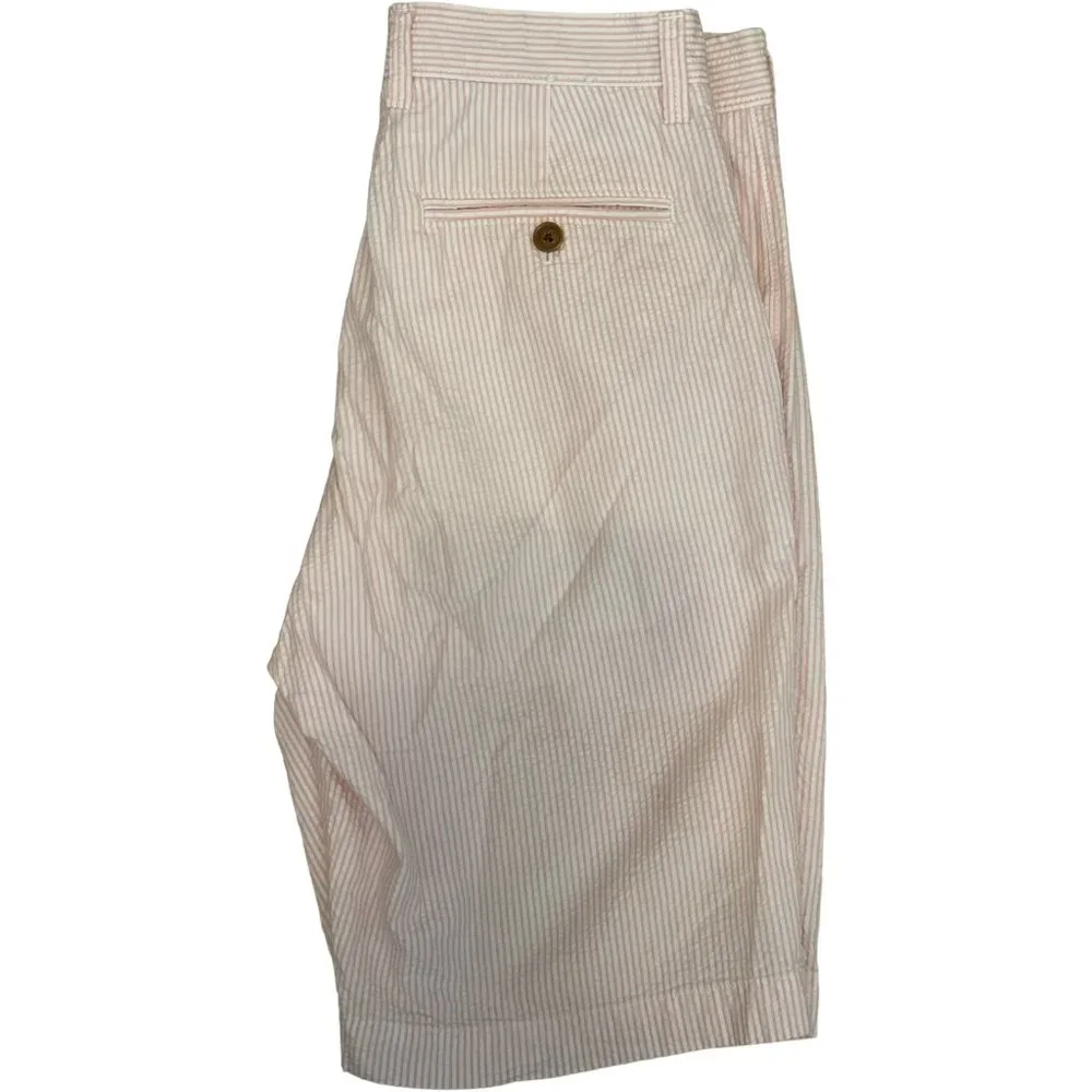 J.Crew Rivington Seersucker Shorts Men’s 29 Pink White Stripe Preppy Coastal